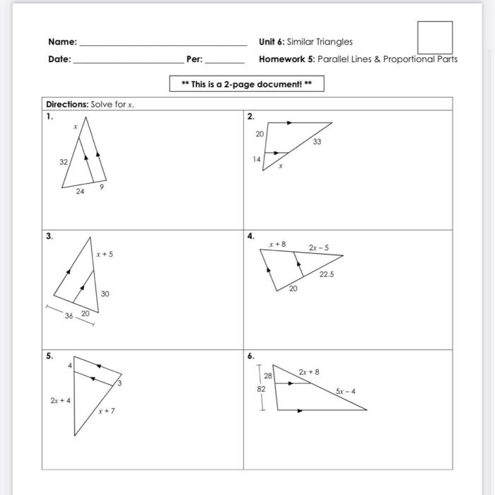 Unit 6 study guide similar triangles