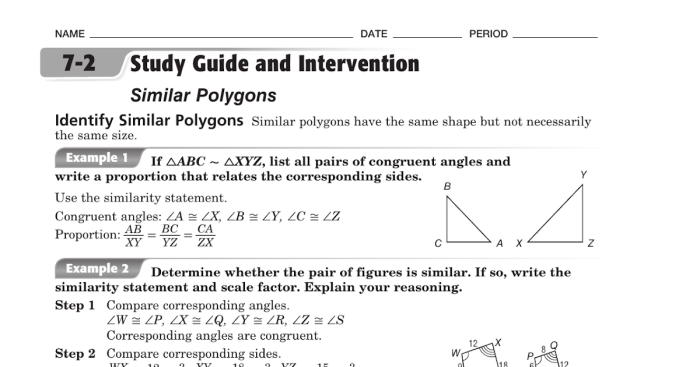 Unit 6 study guide similar triangles